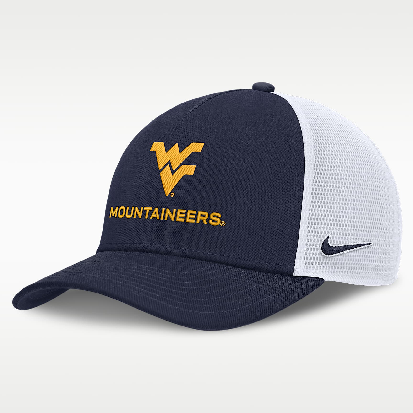 West Virginia Sideline Rise Gameday Men's Nike College Trucker